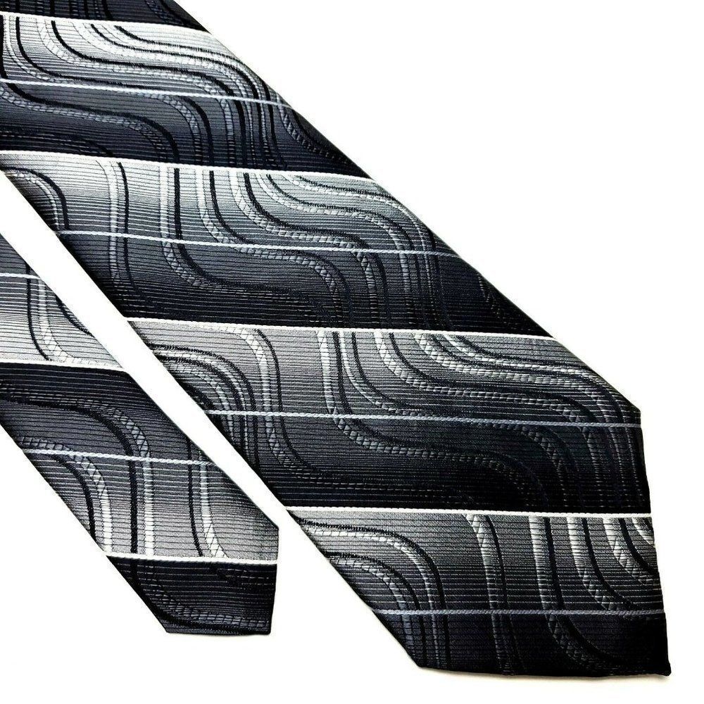 Pierre Cardin‎ Silk Tie Woven Gray Abstract Wide